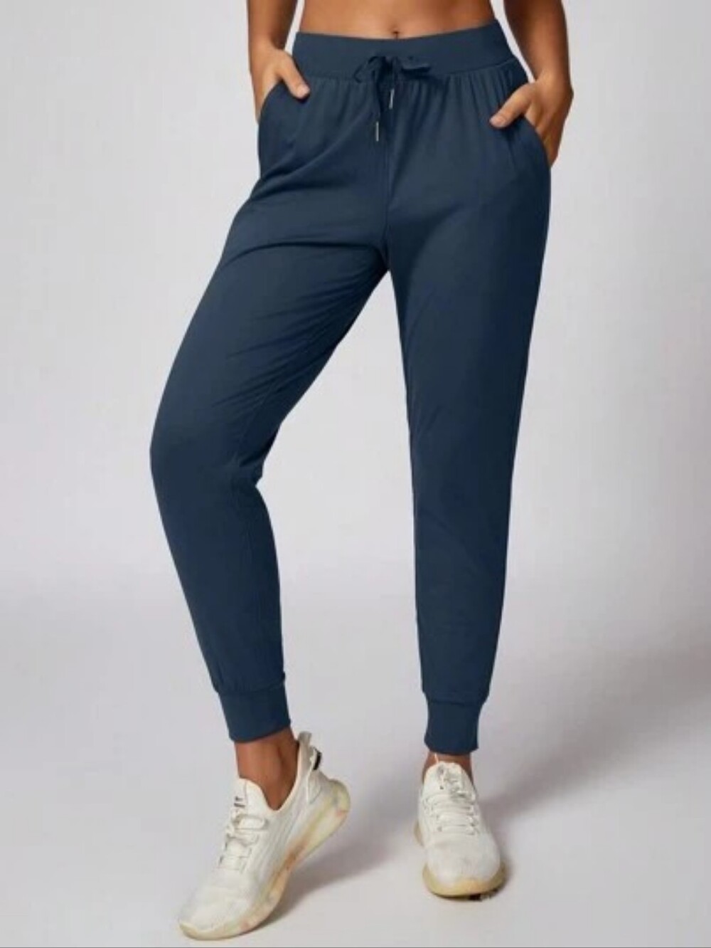 Calla Women's Black Ribbed Hem Drawstring Lycra Spandex Athletic Jogger Size XL